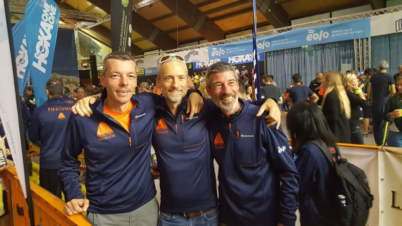 Jérôme Berode, Thomas Legrain et Benoît Lançon, finisher du Tor des Géants 2018